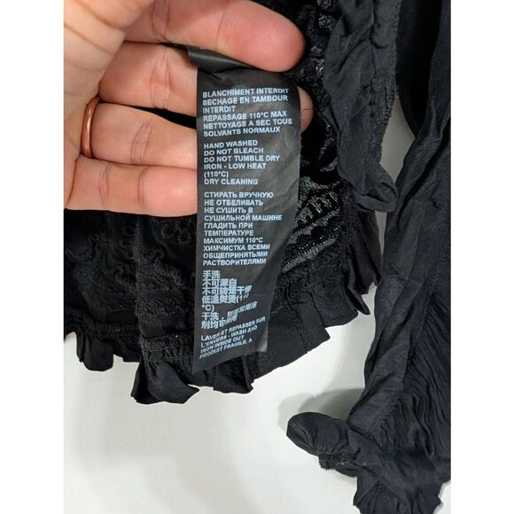 The Kooples Flowing Embroidered Ecru Top In Black women's 0 medieval boho - Picture 5 of 6